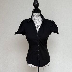 SPRING CLEANING! Black Women's Top with Sleeve Buckle Detail